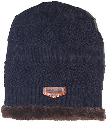 Ensnovo Mens Beanies de inverno Hat de lã grossa de lã grossa Capinho da caveira