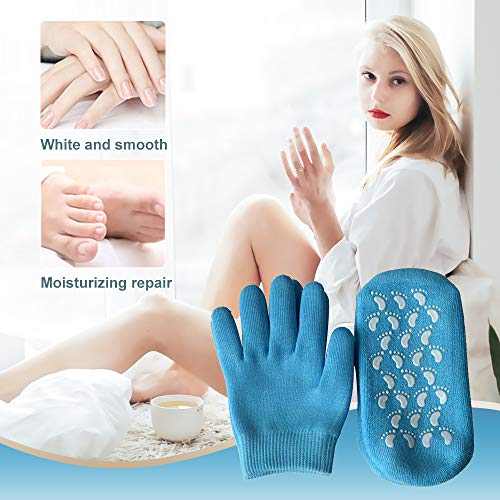 Luvas hidratantes em gel e meias de spa de algodão para saltos rachados seco Pés de reparo de pele Tratamento para homens e mulheres