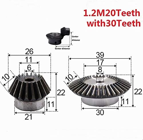 XMeifeits Industrial Gear 2pcs/lote 1: 1.5 engrenagem chanfrada 1.2modulus 20teets Hole 6mm +30 dentes orifício interno