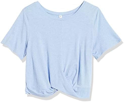 Essentials Feminino de algodão macio nó dianteiro Camiseta de ioga cortada