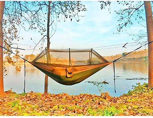 Sunyear Camping Hammock, Hammock duplo portátil com rede de rede de 2 pessoas com correias de 2 * 10 pés, melhor para viagens de sobrevivência