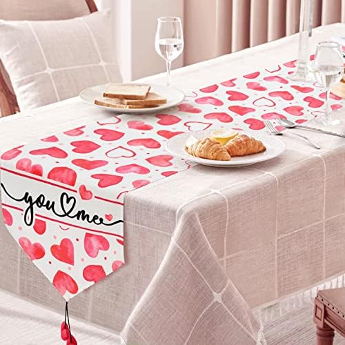 Corredor da mesa do dia dos namorados, aquarela vermelha, amor, coração do dia dos namorados, corredor para decoração para casa, férias