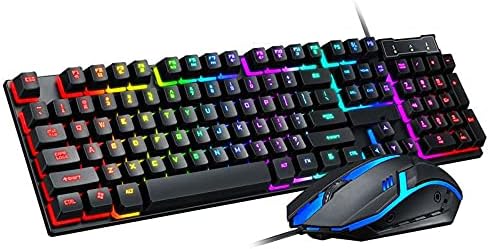 Teclado de jogos mecânicos trônicos, teclado RGB e mouse, led mouse e jogos de teclado, teclado anti-gestão de retroilumação RGB