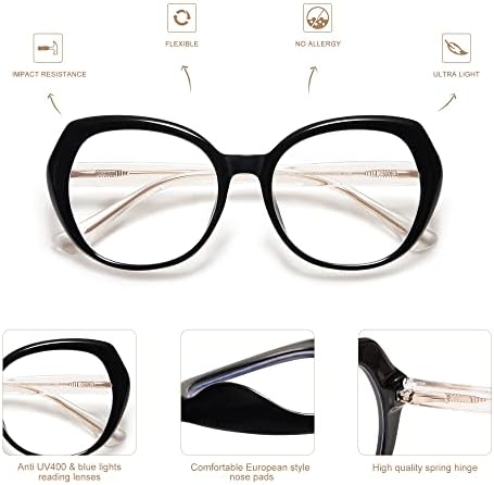 Óculos de leitura redondos clássicos de amomoma para mulheres, luz azul de moda Blocking feminino Leitores AM6064