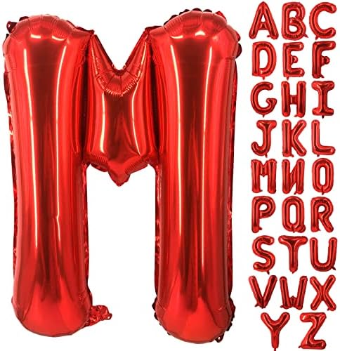 Lovoir 40 polegadas Letra vermelha grande M Balões Big Size Jumbo Mylar Foil Balão de hélio para festa de aniversário