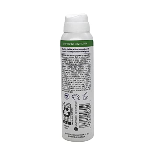 Spray de desodorante natural de Schmidt para mulheres e homens, lavanda e sálvia com proteção de odor de 48 horas, sem sais