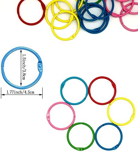 Aplicações de folhas soltas anéis coloridos Chaves de anel de livro para cartões Notebook de papel 1,5 polegada 30 contagem por baryuefull