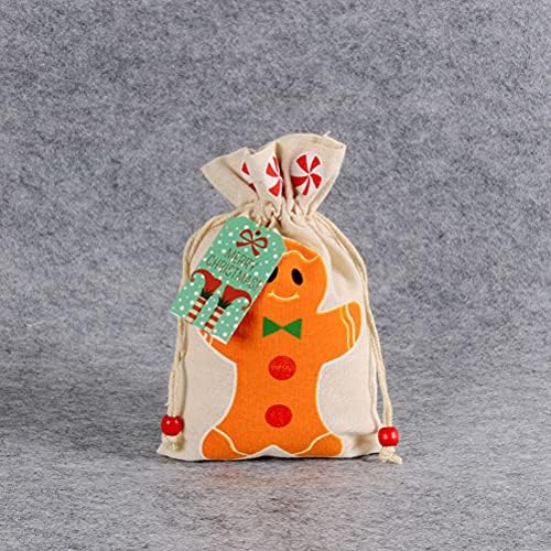 Kesyoo 5pcs Tema de Natal Bolsas de cordão de cartões Cartoon Bolsas de doces de maçã Bolsas de armazenamento para decoração
