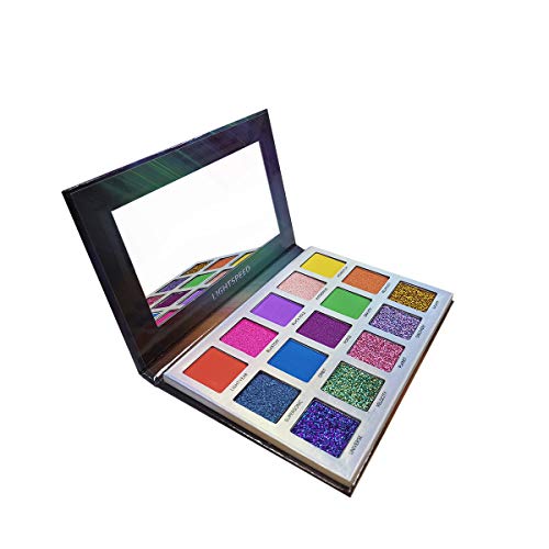 15 cores Paleta de sombra brilhante, EverFavor Colorful Glitter Matte Shimmer Pigmment Palette Paleta de maquiagem para