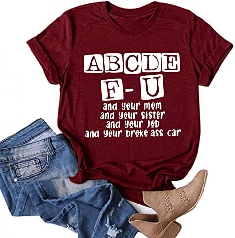 ABCDE -FU BLUSH TOP PARA MULHERES - Moda de verão Manga curta Campes de pescoço redondos casuais Tops Basic Basic Comfy Tshirts