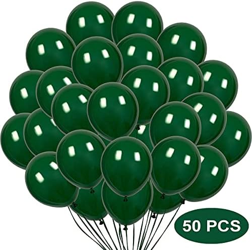 50 PCs 5 polegadas Balões verdes escuros, balões de látex verde escuro para o chá de chá de chá de chá de bebê de safari tem tema de