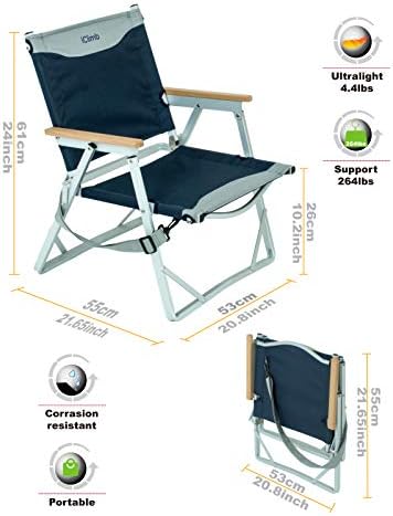 ICLIMB Ultralight Low Beach Concert Camping Cadeira dobrável com alça e alça de ombro