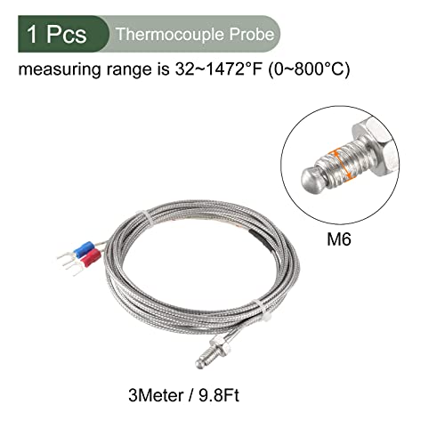 Sensores de temperatura de termopar do tipo K Yokive, M6 Thread 0-800C com fio, ótimo para fábrica, indústria