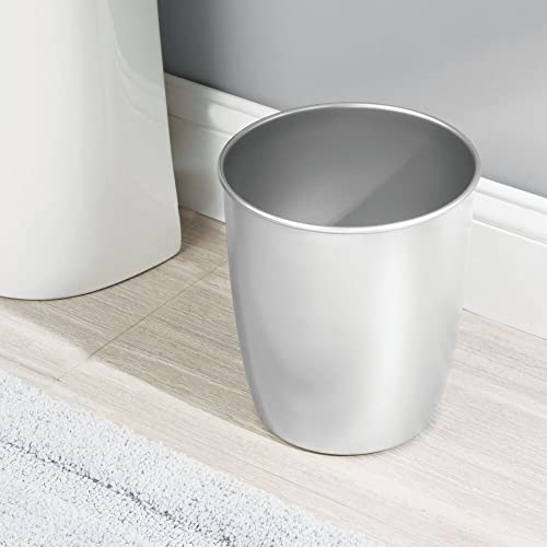 Mdesign Pequeno lixo redondo de aço pode balde - cesta de resíduos de 1,5 galão, lixeira de lixo para banheiro, lavabo, quarto, cozinha,