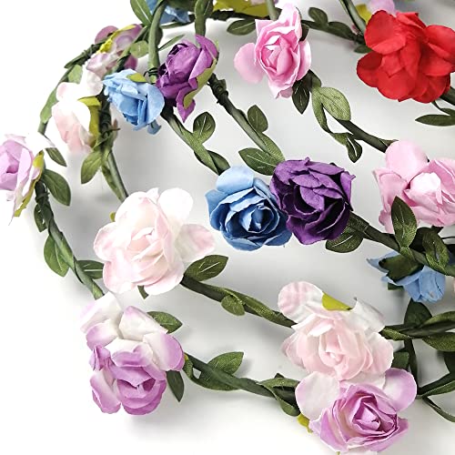 15 PCs coroa de flores Floral Wreath Bandas Floral Garland Bandas, Para Mulheres Meninas Noivas, estilo de noiva no estilo boêmio