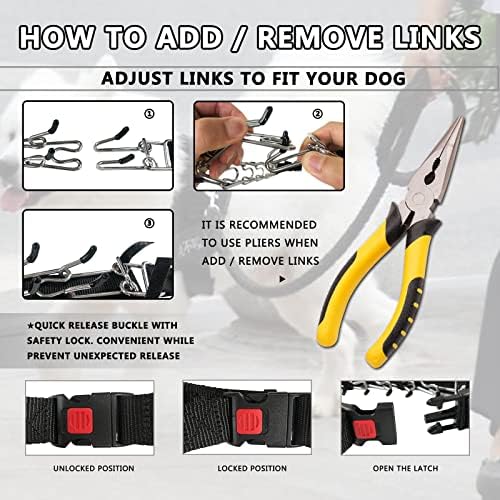 Colarinho de ponta de cachorro, colar de treinamento de cães ajustável com fivela de liberação rápida para cães grandes