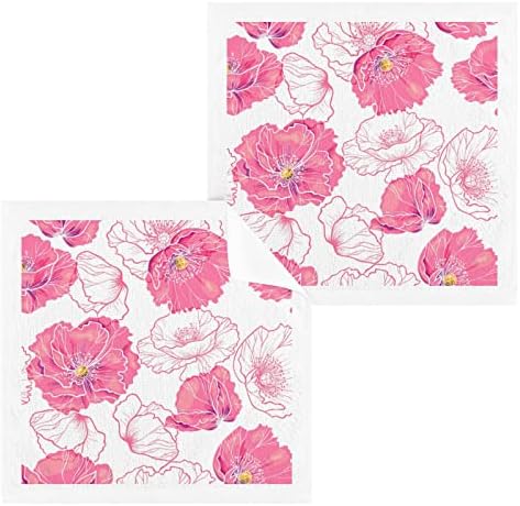 Goodold Pink Poppy Flor Baby Toalhas Conjunto de toalhas 6, panos de lavagem de algodão altamente absorventes e macios - 12 x