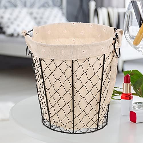 Cesta de cesta de lavanderia cesta de roupas de metal com revestimento removível de tecido de fio de arame de arame de arame