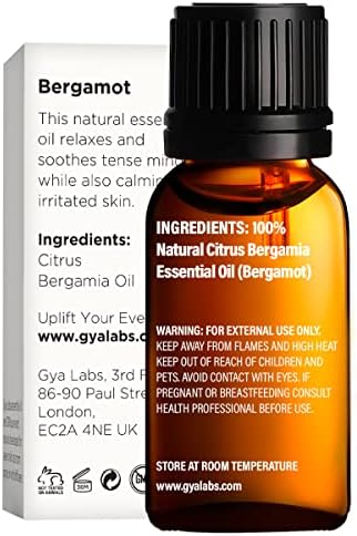 Óleo essencial de limão para óleo difusor e bergamot para conjunto de crescimento de cabelo - de óleos essenciais de grau terapêutico puro Conjunto - 2x10ml - Gya Labs
