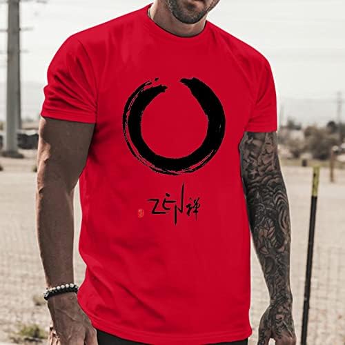 BEUU Mens Summer T-shirts Camisetas de manga curta Carta gráfica Imprima Chinês estilo Crewneck Tops Sports Workout