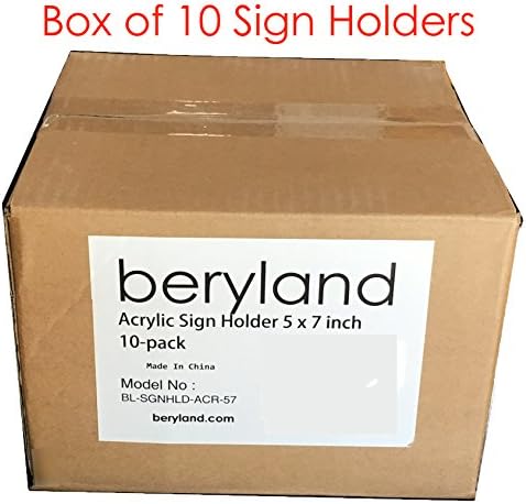Porta de sinal acrílico da Beryland - 5 x 7 polegadas - inserção lateral, 10 pacote de porta -sinais
