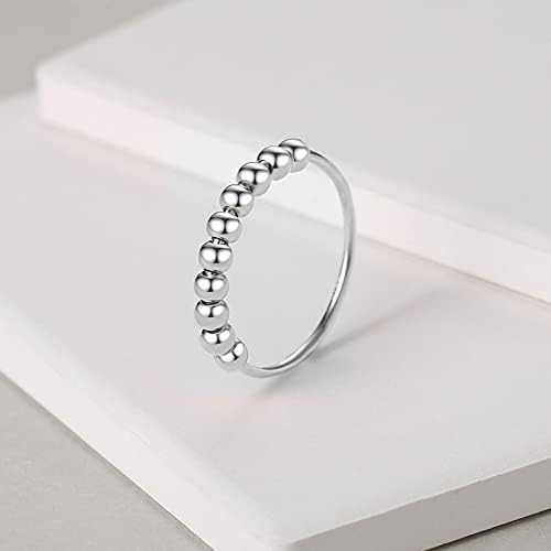 Jacruces 925 anel de ansiedade de prata esterlina para mulheres homens inquierem anéis para ansiedade Anel de ansiedade