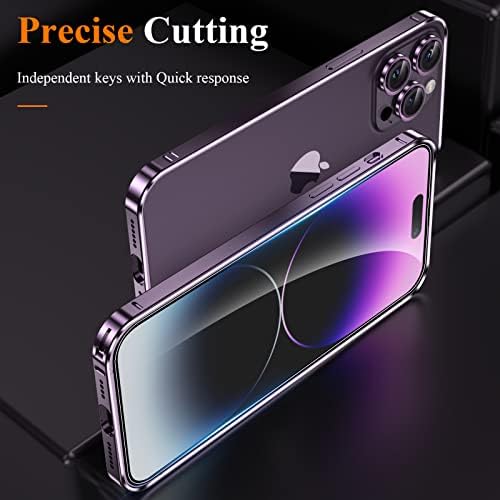 Ymhml [3 em 1] para iPhone 14 Pro Max Aluminium Frame Case com protetor de tela e lente de câmera Vidro temperado, de Metal Bumper