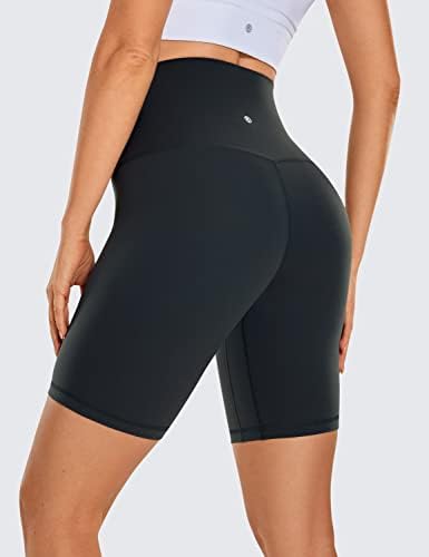 Crz Yoga Super High Waisty Butterluxe Shorts de motoqueiro feminino 6 '' ' / 8' ' - Shorts de ioga de treino macio amanteigado