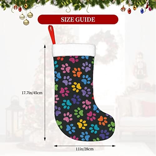 Cutedwarf Rainbow Dog Patre Impressão de Natal Ornamentos de férias de natal de Natal Lareira Socha pendurada de 18 polegadas meias