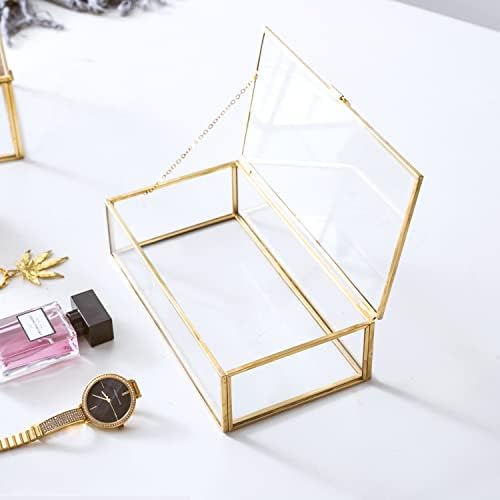 Jóias de vidro dourado de utopz caixa de lembrança Decoração de casa Exibir jóias de vidro vintage Organizador de jóias,