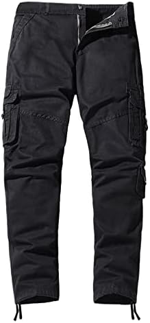 Os homens usam calças de calça casual calça de várias bolsos de cor sólida de cor sólida ao ar livre calça de carga