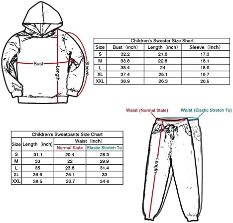 Conjunto de capuz de vlnfdts para crianças, moletom para meninos e meninas 3D de cartoon impressão de capuz de capuz