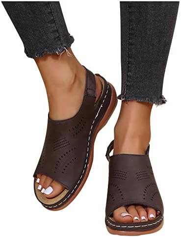 Sandálias Zhishiliuman para mulheres, sandálias de cunha casual casuais sandálias de praia de verão slingback sandals ortopédicos sapatos