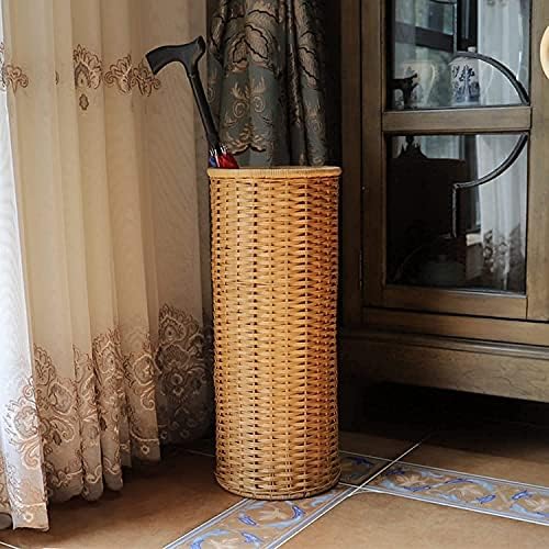 Suporte para guarda -chuva lxdzxy, suporte de guarda -chuva feito de bambu natural puro e vime, balde de armazenamento de