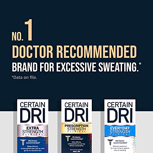 Certos desodorizantes do antitranspirante clínico de força de prescrição DRI, Tratamento de hiperidrose para homens e mulheres, sem perfume, 1,2 fl oz, 1 pacote