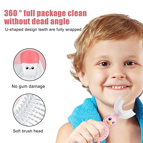 Escova de dentes para meninas meninos, crianças com mais de 2 anos, cabeça de silicone macia, escova de dentes em forma de U