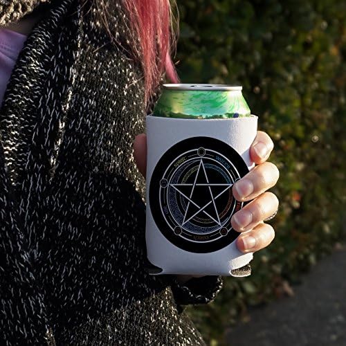 Pentagram Pentacle Star Wiccan Witch CAN RECER - Drink Huve Hugger Isolador dobrável - Suporte isolado de bebida
