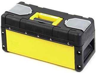 Engenheiro x-dree plástico metal 2 camadas Caixa de ferramentas de hardware preto amarelo (engenheiro de metal plástico 2