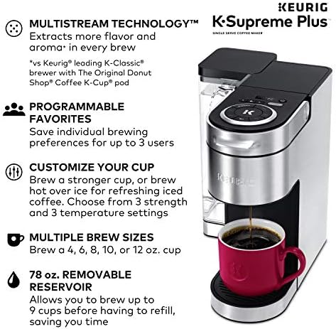 Keurig K-Supreme Plus Coffee Hand, Single Servic K-Cup POD Coffee Brewer, com Tecnologia Multistream e My K-Cup Universal Reutilable Filter Multistream Technology-Gray