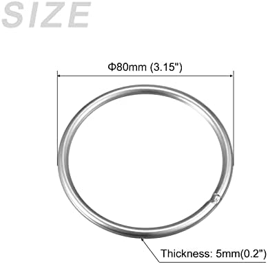 Metallixity 304 Aço inoxidável o anéis 2pcs, anel redondo soldado - para objetos pendurados