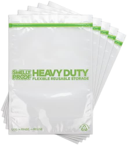 Prova Smelly - sacos de armazenamento à prova de odor reutilizáveis ​​- 5 -Pack - Tecnologia de barreira - feita nos EUA