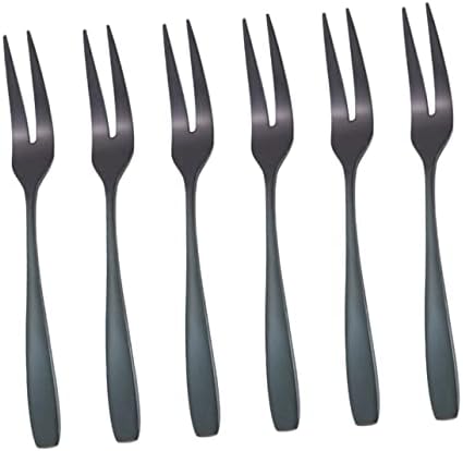 Hanabass 6pcs Mini Foods Mini Forks Black Forks Bolo Fork Forks Falhe de Aço Inoxidável Conjunto de Forks Pequenos de Sobremes