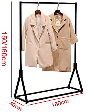 Rail de vestuário de piso de ferro, vestuário pendurado de vestuário, simples, forte portador de carga / preto / 160cm