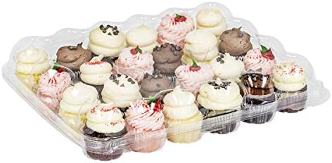 5 recipientes de cupcake descartáveis ​​plásticos | Mini Cutas de Cupcakes Clear 24 Portadores de cupcake de compartimento portador