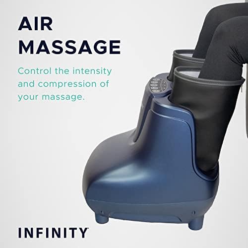 Infinity Shiatsu Massageador de pé e bezerro de intensidade profunda, alça de panturrilha ajustável mais calor, pressão de ar ajustável,