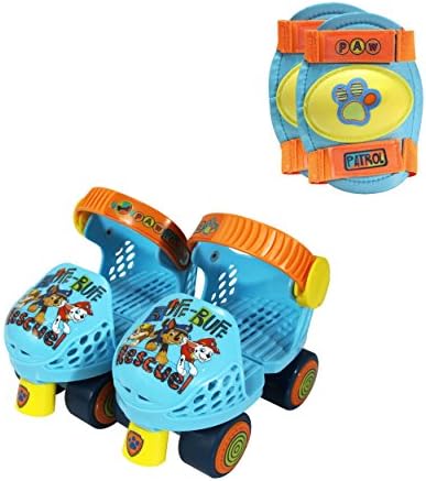 Playwheels Paw Patrol Roller patins com joelheiras, tamanho júnior azul/laranja 6-12