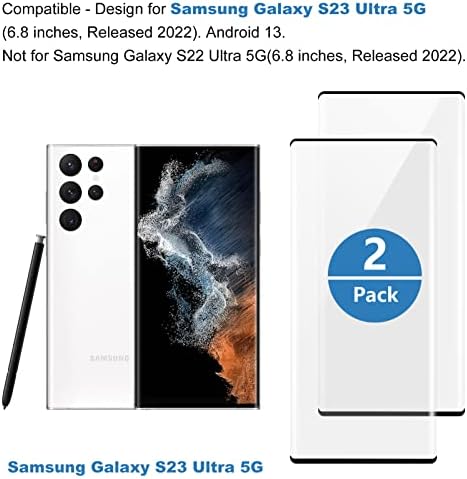 Ailiber para o protetor de tela Ultra 5G do Galaxy S23 Samsung S23 [2 pacote], protetor de tela de vidro de vidro