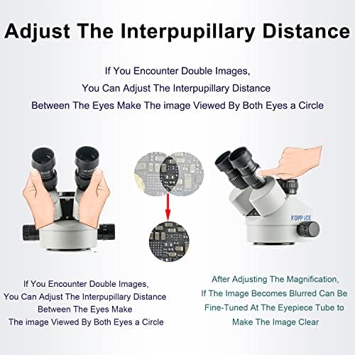 Koppace 6.7x-45x Trinocular Microscópio Estéreo 2K Suporte de imagem para tirar fotos e vídeos e medir