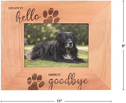 GSM Brands Pet Memorial Wooden Picture Mold - Cachorro ou gato - Melhor olá, mais dura adeus
