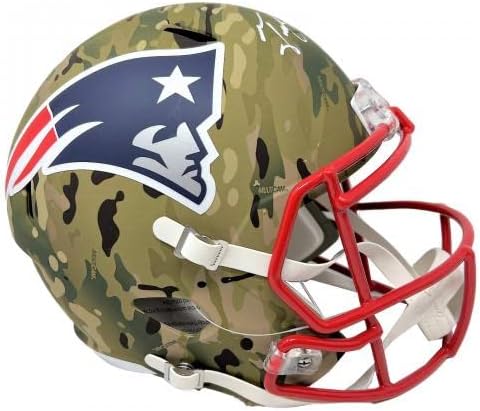 Tedy Bruschi New England Patriots assinou a réplica de camuflagem de tamanho completo Pats Alum - Capacetes Autografados